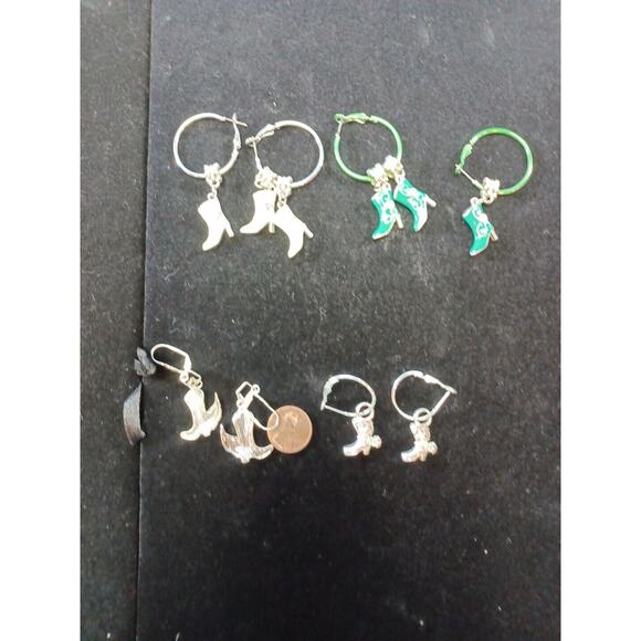 Cowgirl Boot Earrings Dangle Drop Costume Western Rodeo Fun Pierced Lot Of 4 - Picture 7 of 9